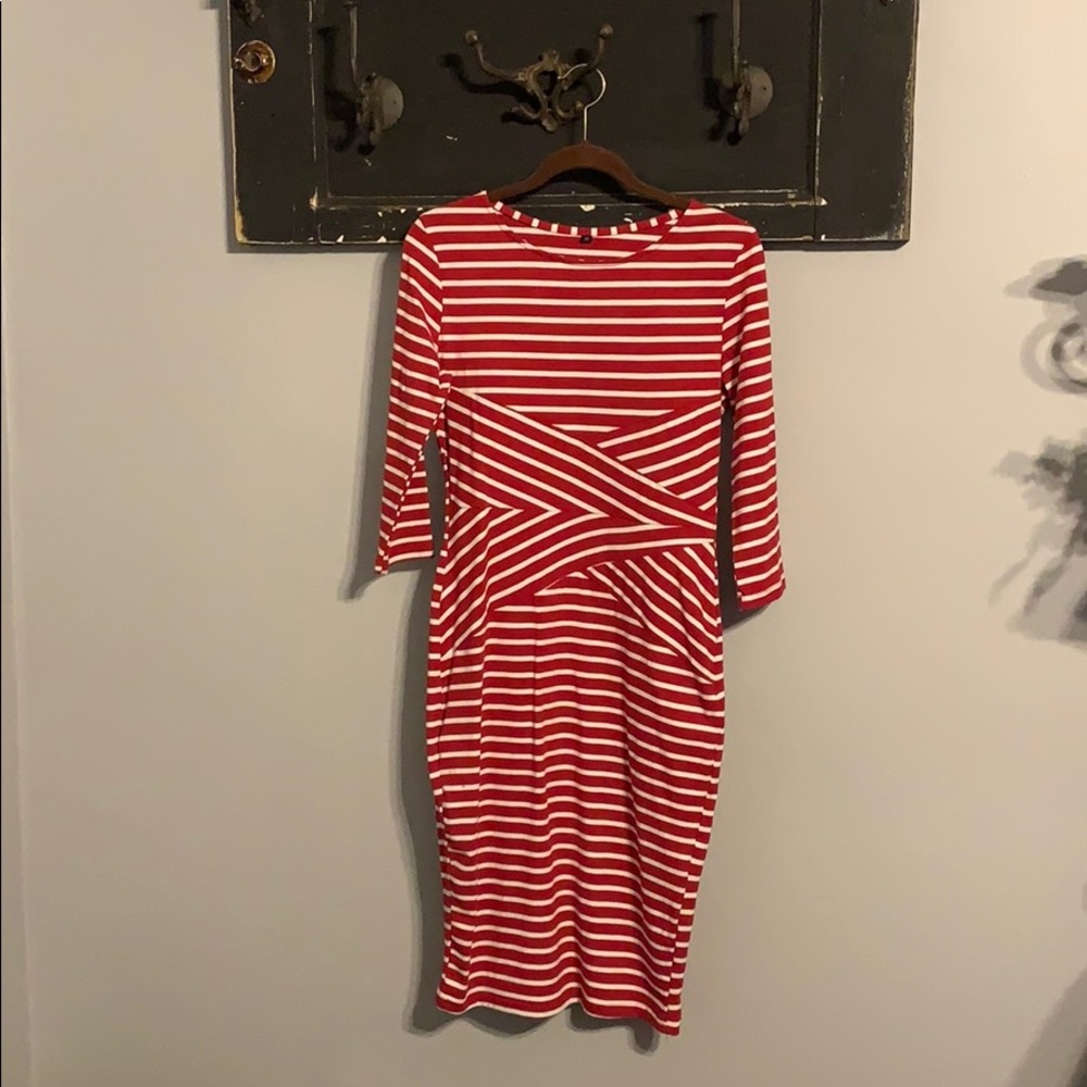 Red and white striped dress